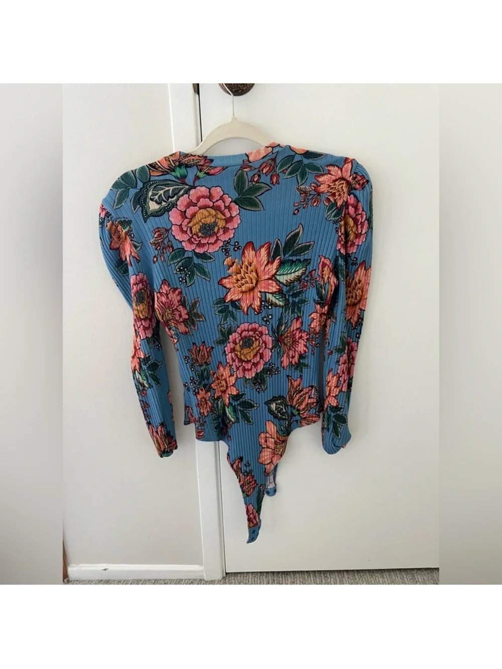 Farm Rio Puff Sleeve Printed Bodysuit, Size M